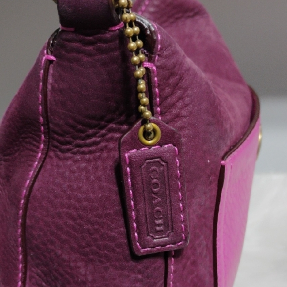 RARE! Coach Vintage Two-Tone Purple/Burgundy Shoulder Bag W Dust Bag - Picture 4 of 15